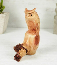 Owl on Tree Figurine, Parasite Wood Sculpture, Hand Carved Bird Statue, Gifts picture