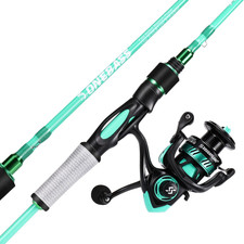 Spirit Flame Fishing Rod Reel Combo, Spinning Fishing Pole with Graphite 2Pc Bla picture