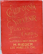 Circa 1908 Rieder California Souvenir Playing Card Deck, 52+ Guide+ BOX picture