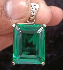 Rare 92.00ct Natural Green Emerald Emerald Pendant 925 Silver IGL Certified 5DJU picture