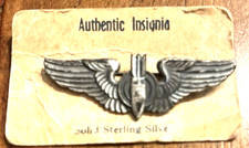 WW2  Sterling Silver Bombardier  Aviation Wings Pin Back  SEE STORE WW2 MEDALS picture