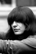 Portrait of a British young man long hair fringe eyes London 1960s Old Photo picture