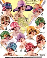 1920s Flappers Women Hat Fashion From Catalog Magazine Page Ad 8x10 Photo picture