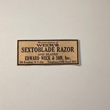 Edward Weck & Son Inc Weck's Sextoblade Razor 206 Broadway NYC 1929 Ad 4AK7-S34 picture