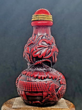Antique Chinese Carved Turquoise Style Bottle - Dragon and Phoenix picture