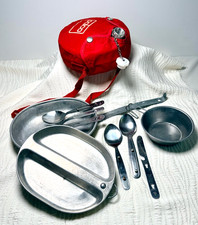 Camping Mess Kit 1945 Boy Scout Aluminum Dishes Utensils Canteen w Cover  picture