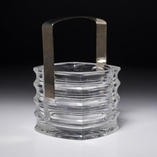 Vintage Cristallo Di Censo Crystal Ice Bucket Chrome Handle Barware Italy picture