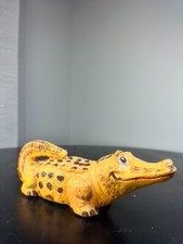 VTG Handmade Yellow Alligator Cement Figurine Southern Home Decor picture