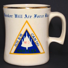 RARE VINTAGE Bunker Hill Air Force Base Mug ~ 305 B.W. M-2 Hustler 1960's EBSCO picture