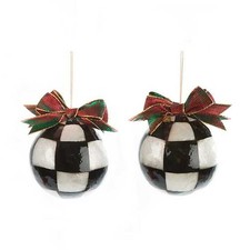 MacKenzie-Childs Jester Fancy Ornaments Large Set of 3 New picture