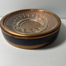 VTG Coopercraft Leather/ Glass Ashtray MCM picture