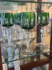SET 4 Vtg NACHTMANN Emerald Green Hock Antika Wine Glasses, EXC. 8