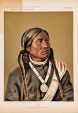 1891 UTE - COLORADO Indian Chief PIAH Original Chromolithograph Print picture