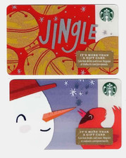 2018 STARBUCKS Gift Card PRINTER'S MARK -Lot of 2 Christmas-Collectible-No Value picture