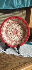Temp-tations Old World Cranberry 9in Round Ceramic Floral Pie Dish scallop edge picture
