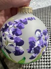 VTG German Glass Hand Painted Large Ornament Purple Yellow Green picture