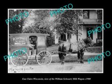 OLD LARGE HISTORIC PHOTO OF EAU CLAIRE WISCONSIN THE SCHWARTZ MILK WAGON c1900 picture
