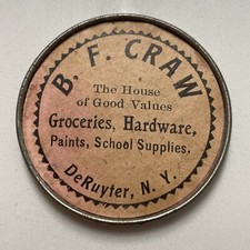 DeRuyter NY Pocket Mirror Ca1910 BF Craw House of Good Values Groceries Hardware picture