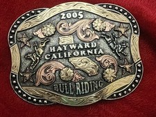 Rodeo X~Treme Bull Rider~Champion☆2005☆Hayward California☆Trophy Buckle☆Rare☆T69 picture