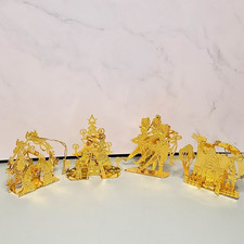 1991 Danbury Mint Gold Christmas Ornaments – Lot of 4 – Vintage 23K Gold Plate picture