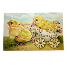 Raphael Tuck & Sons “A Joyful Easter” Chicks Pulling Egg Posted 1907 Divided  picture