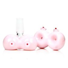 14MM Pink Thick Quality Glass Boob Breast Double Bowl Head Piece Slide Bong picture