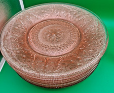 Vintage Indiana Glass Tiara Pink Sandwich Pattern Dinner Plates Set 4 10 1/4