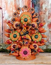 Handmade Tree of Life Monarch Butterfly Flowers Clay Mexico Folk Art Earth Tones picture