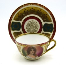 ANT. ROYAL VIENNA PORCELAIN CUP BY NIEULANT (BEEHIVE) & ROYAL SCHWARZBURG SAUCER picture
