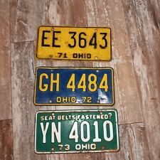 3 Vintage Original Embossed OHIO Auto License Plate 1971 ~ 1972 ~ 1973  One Each picture