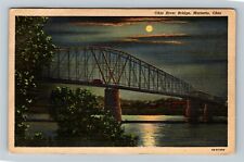 Marietta, OH-Ohio, Night View Bridge over Ohio River, Vintage Postcard picture