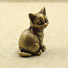 Brass Cat Figurine Small Statue Animal Figurines Toys Home Desktop Decoration picture