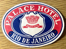 1930s Rio De Janeiro Palace Hotel Vintage Hotel Luggage Label Brazil picture