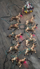 GE Holiday Classics Lighted Reindeer Sleigh Santa 7.5' LED Christmas Decor picture