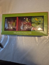 Dr Seuss How The Grinch Stole Christmas 4 Socks & 2 Glasses Gift Combo Set picture