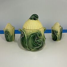 Vintage Ceramic Stanfordware Corn  jar/ Lid Ohio #512 with salt and pepper READ picture