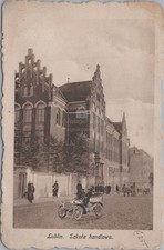 Szkola Handlowa Lublin Poland Auto Kuk Heeresbahn WWI Feldpost Sztuka Postcard picture