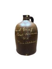 VINTAGE ADVERTISING SCRATCH JUG GEO S GRAF BEST HARNESS OIL NEW ALBANY INDIANA picture