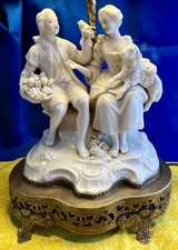 Antique Ernst Bohne Sohne Germany Crown N Porcelain Figural Table Lamp Pastoral picture