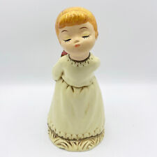 Vintage Christmas Resin Kissing Angel Figurine - Hiding Red Ribbon Wrapped Gift picture