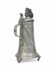 Antique Schwabisch Hall Wurttemberg Pewter Flagon Marked Lion Feet Dragon Finial picture