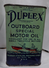 vintage qt tin Duplex outboard special motor oil-Quaker State  Oil Oil City,Pa picture