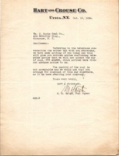 1924 Hart & Crouse Co. Letter Utica NY Coal Industry Ephemera picture