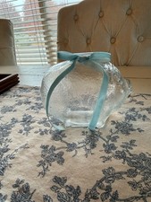 Anchor Hocking Vintage Textured Clear Glass Piggy Bank picture