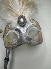 Venetian Carnevale Masquerade Mask Hand Made In Italy 21” Long picture