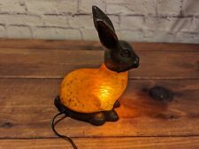 Vintage Brass/Bronze Art Glass Rabbit Tin Chi Lamp picture