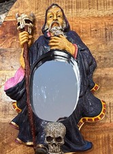 Vintage Veronese 1999 Wizard Sorcerer Skull Wall Mirror Candle Holder Gothic picture