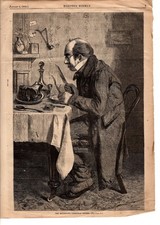 1868 The Bachelor's Christmas Dinner from Harper's Weekly - original print only picture