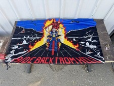 Vtg 1980s 1990s THIN Motorcycle Club 41”x29” KKK London Ride Back From Hell Flag picture