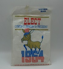 Vtg 1964 Lyndon B Johnson LBJ for President Political Campaign Litter Bag picture